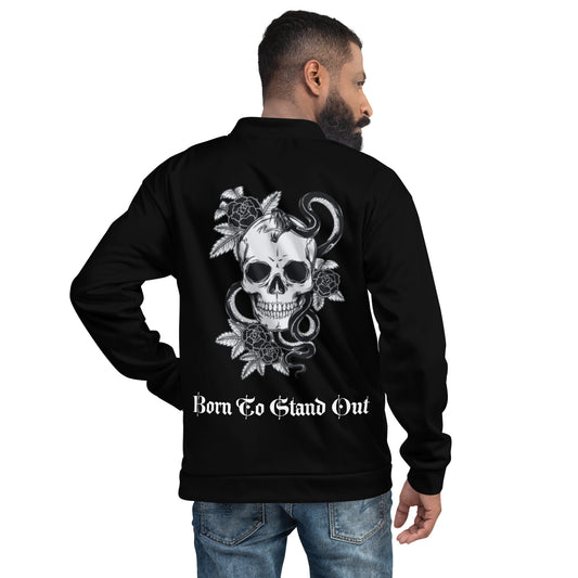BLACK SNAKE SKULL UNISEX BOMBER JACKET